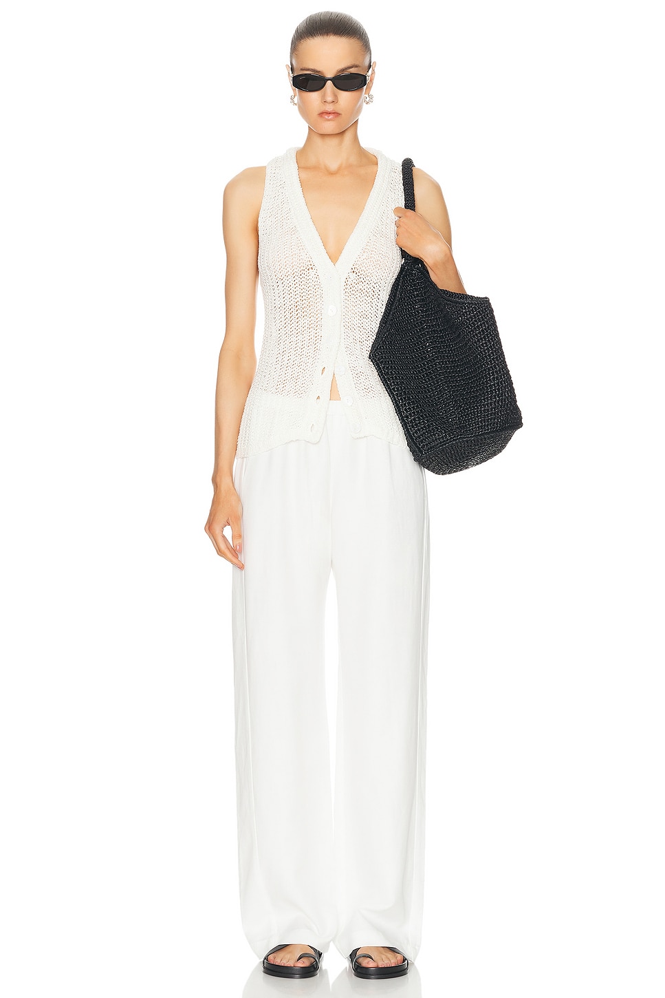 Enza Costa Linen Open Knit Vest thumbnail