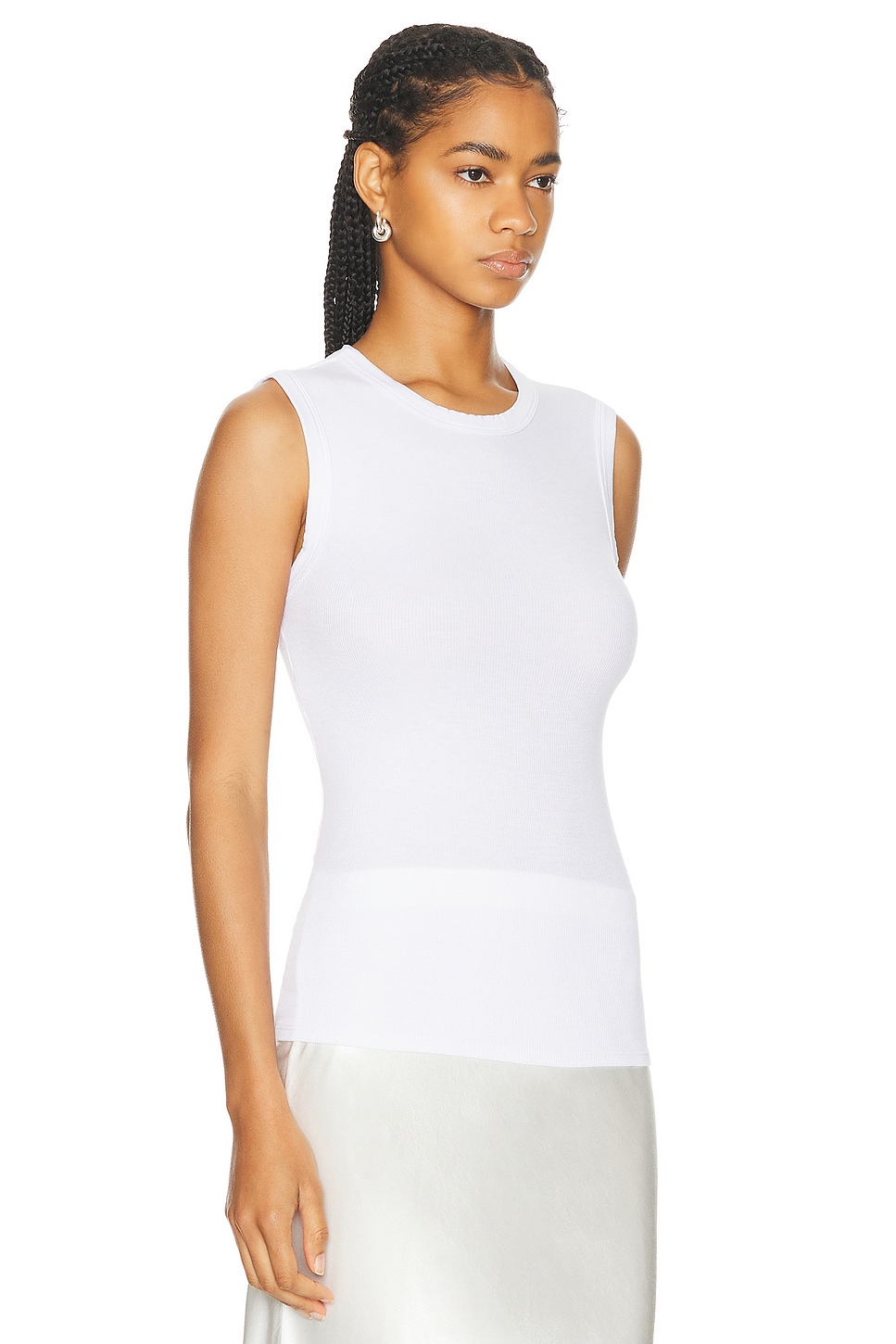 Shop Enza Costa Stretch Silk Knit Sleeveless Tank In White