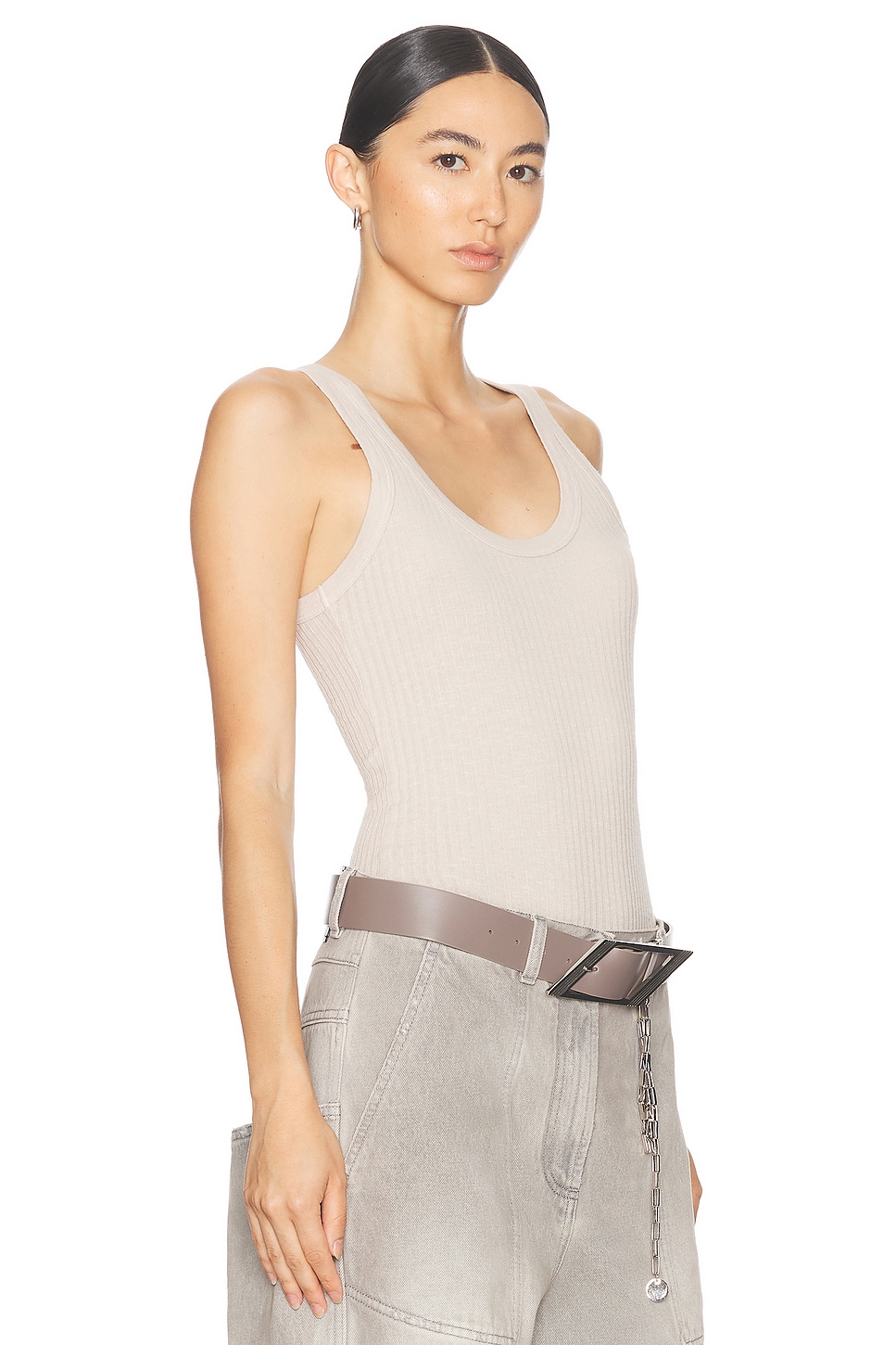 Shop Enza Costa Military Rib Bold Tank In Flax