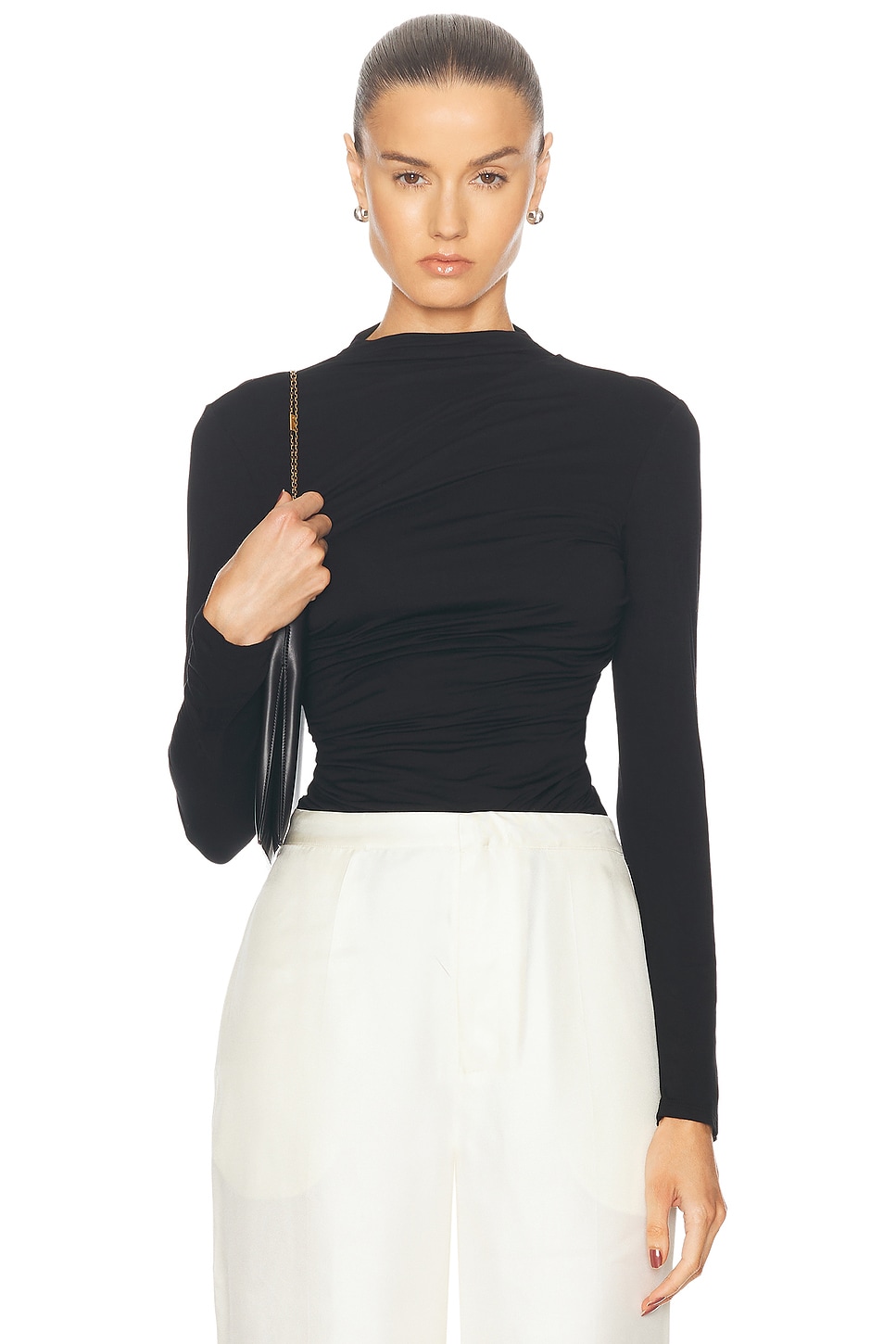 Image 1 of Enza Costa Longsleeve Twist Top in Black