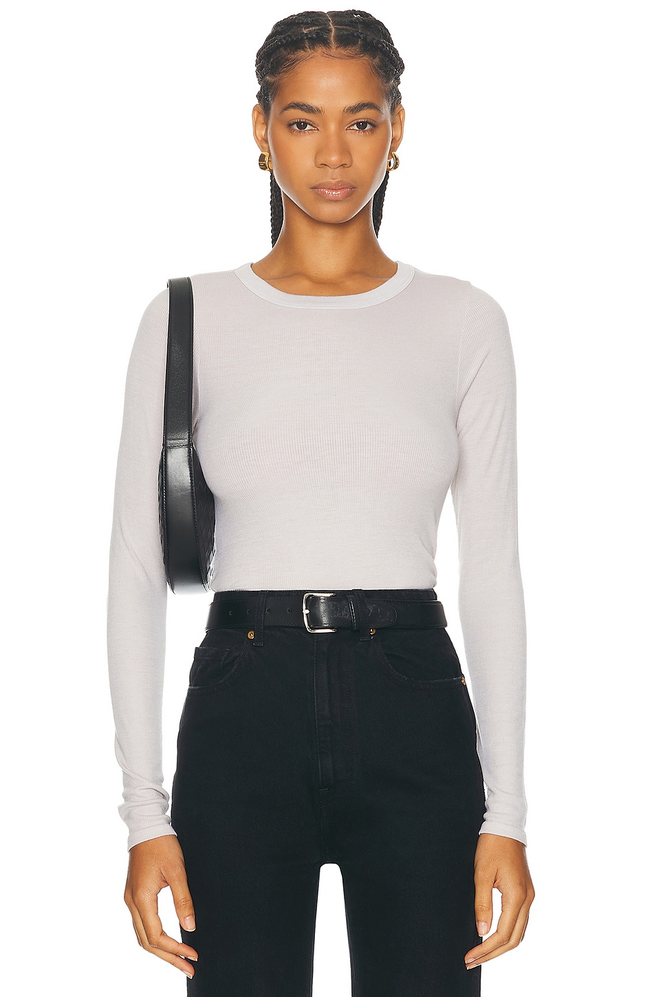 Enza Costa Silk Knit Longsleeve Tuck Top In Salt