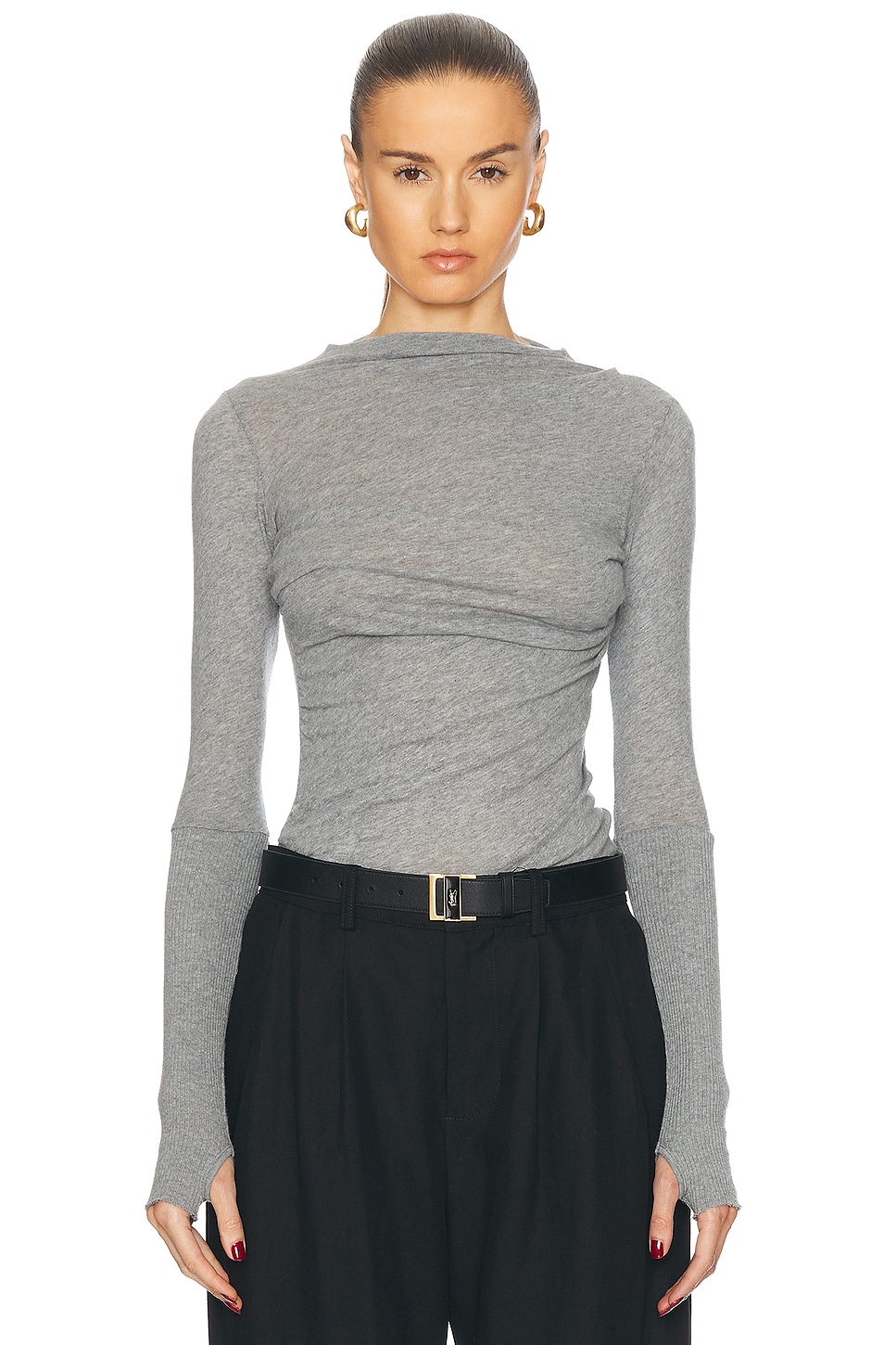 Image 1 of Enza Costa Cashmere Twist Top in Smoke