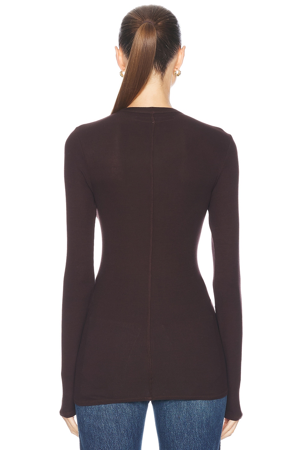 Enza Costa Rib Bold Long Sleeve U-Neck Top