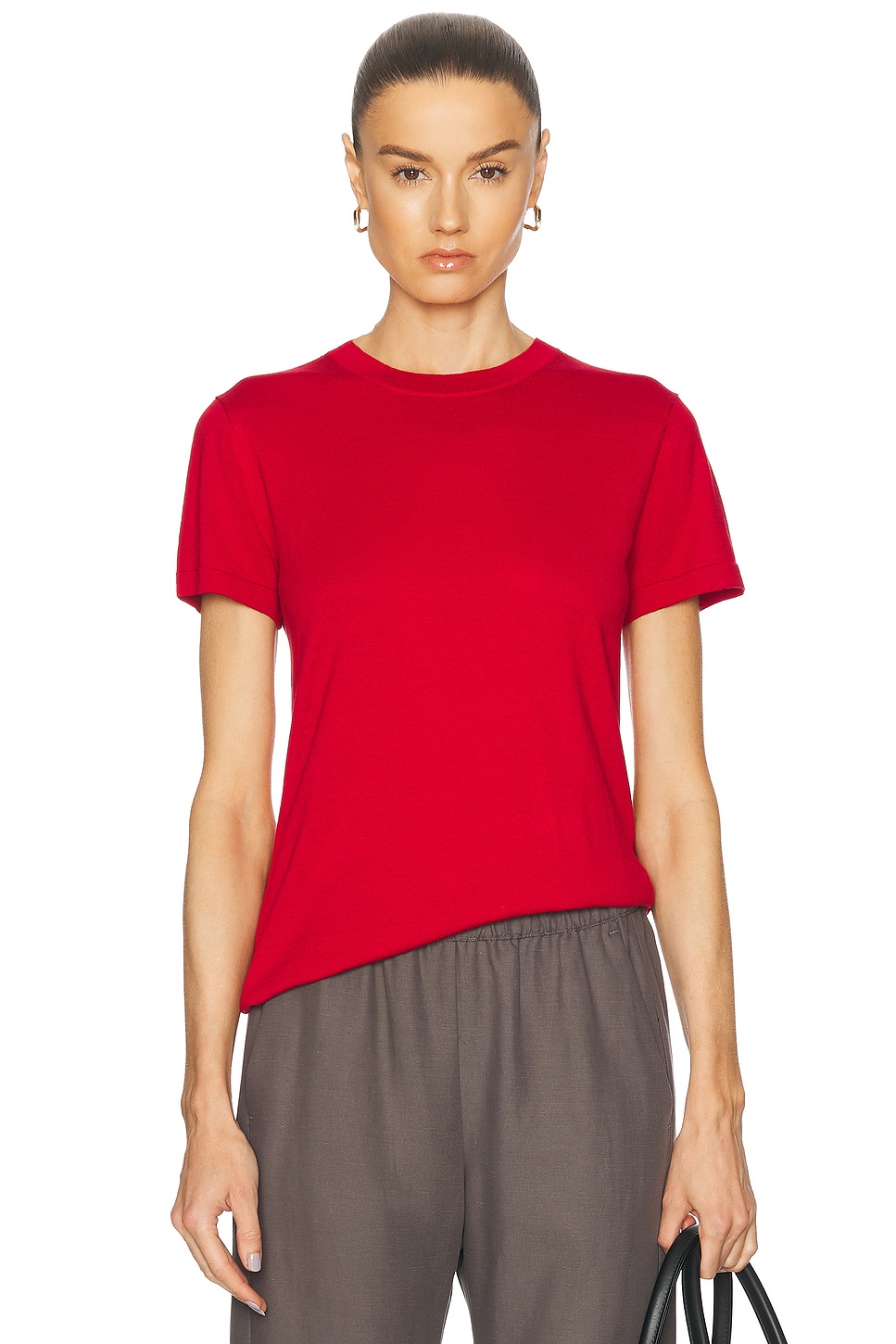 Silk Knit Perfect Tee in Red