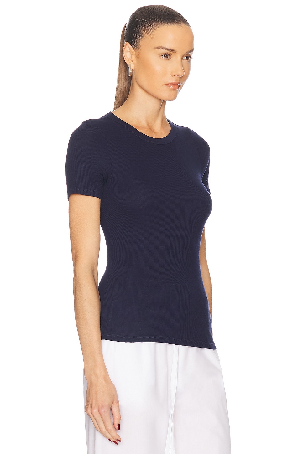 ENZA COSTA SILK KNIT ESSENTIAL SHORT SLEEVE TEE