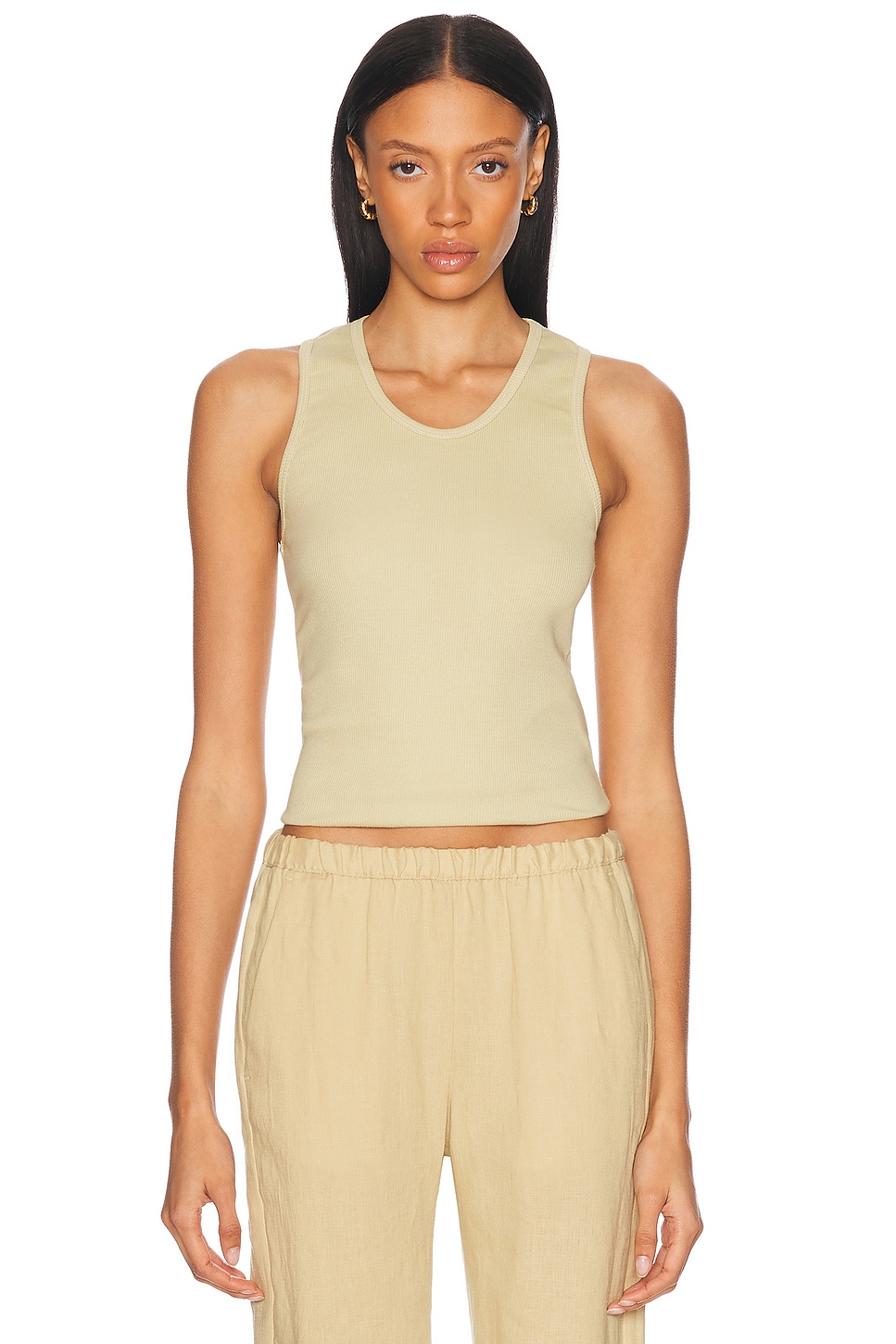 Enza Costa Cotton Rib Scoop Tank Top