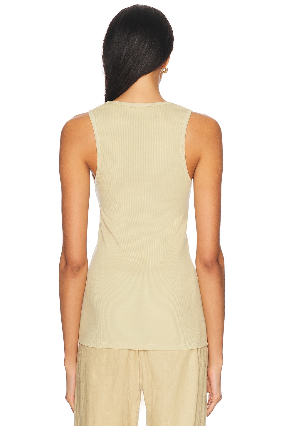 Image 3 of Enza Costa Cotton Rib Scoop Tank Top in Celadon