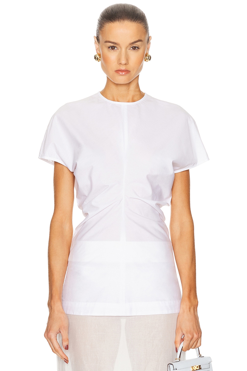 Image 1 of Enza Costa Poplin Curve Top in White