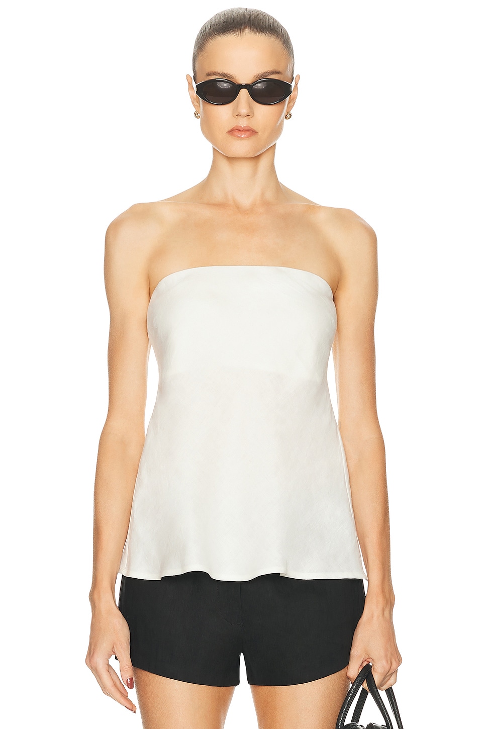 Image 1 of Enza Costa Linen Strapless Tunic Top in Undyed