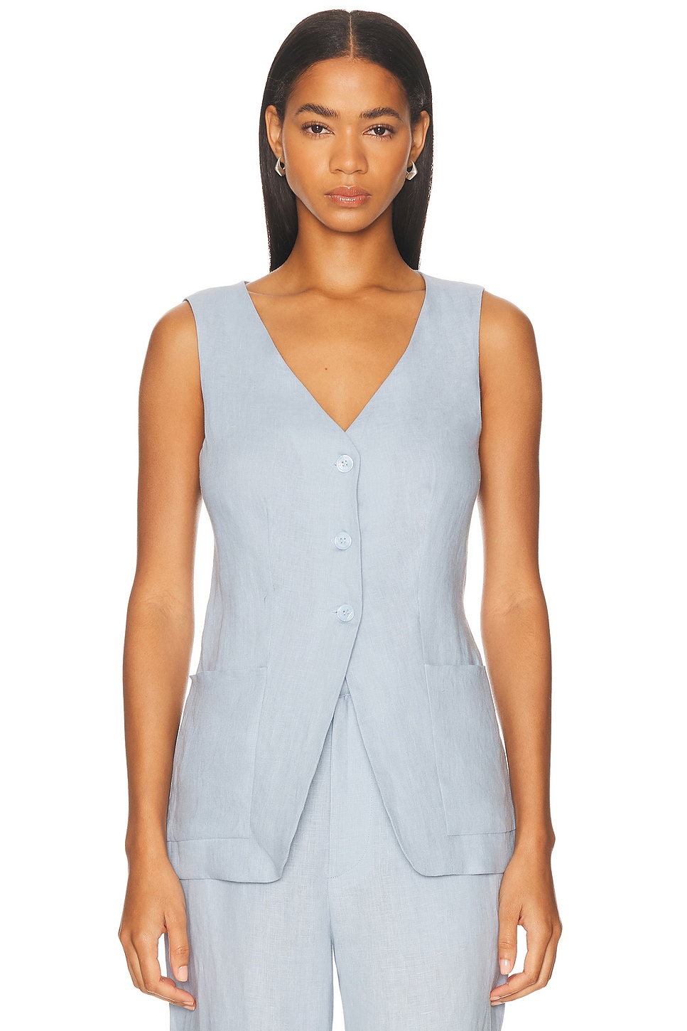 Image 1 of Enza Costa Linen Tunic Vest in Sky