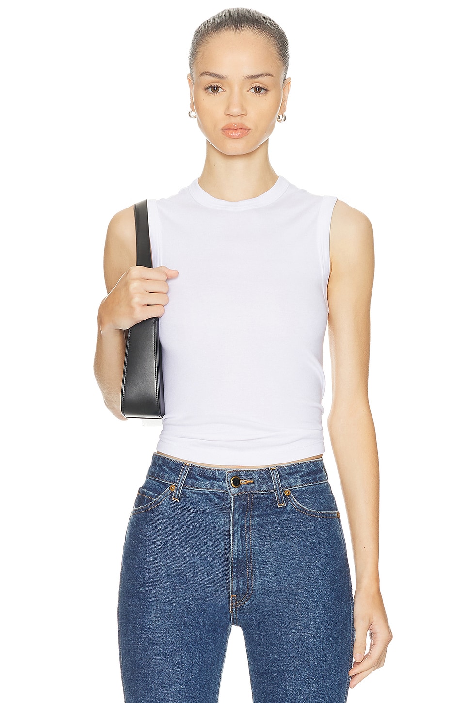 Image 1 of Enza Costa Supima Cotton New Classic Sleeveless Top in White