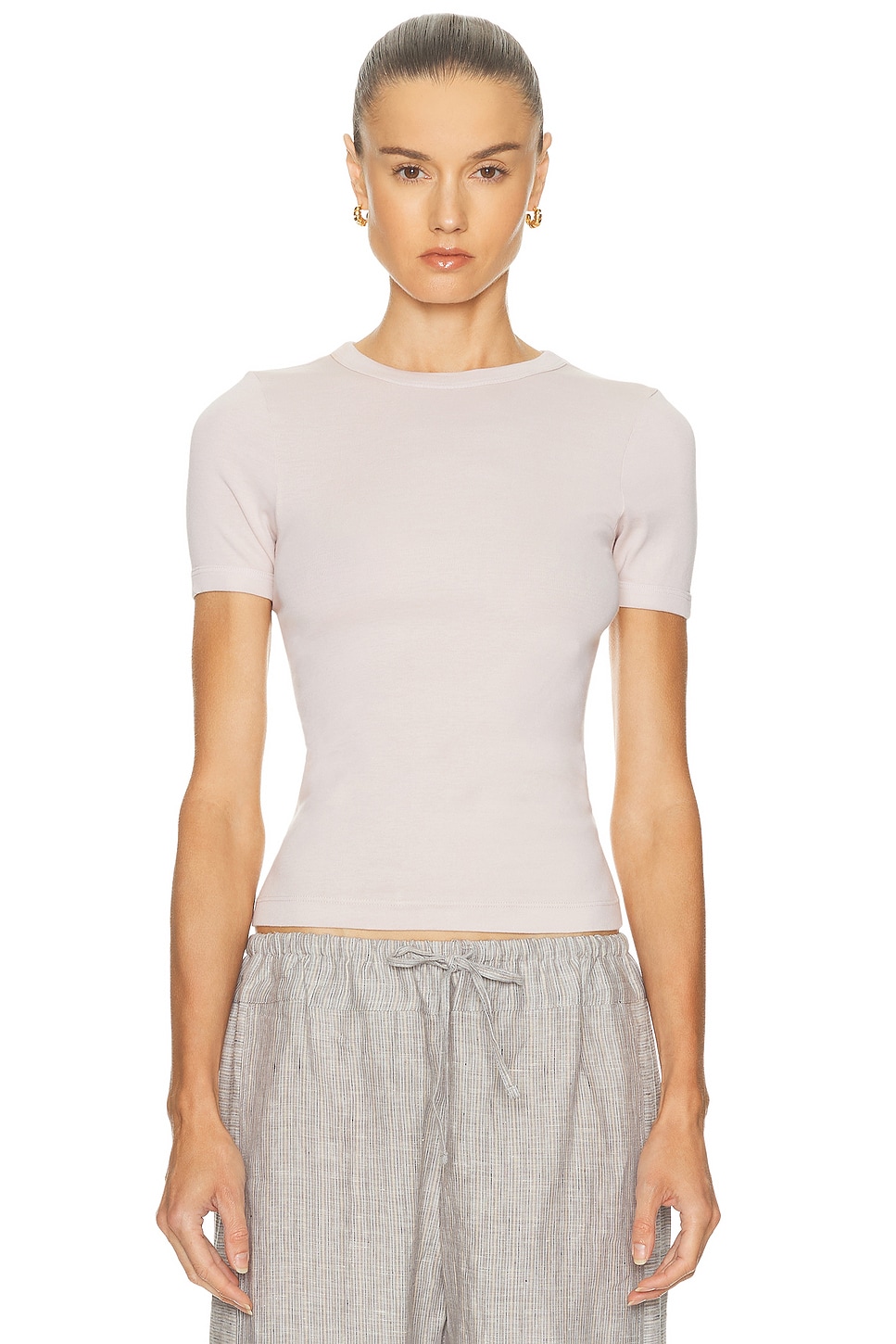 Image 1 of Enza Costa Supima Cotton New Classic Short Sleeve Tee in Parchment
