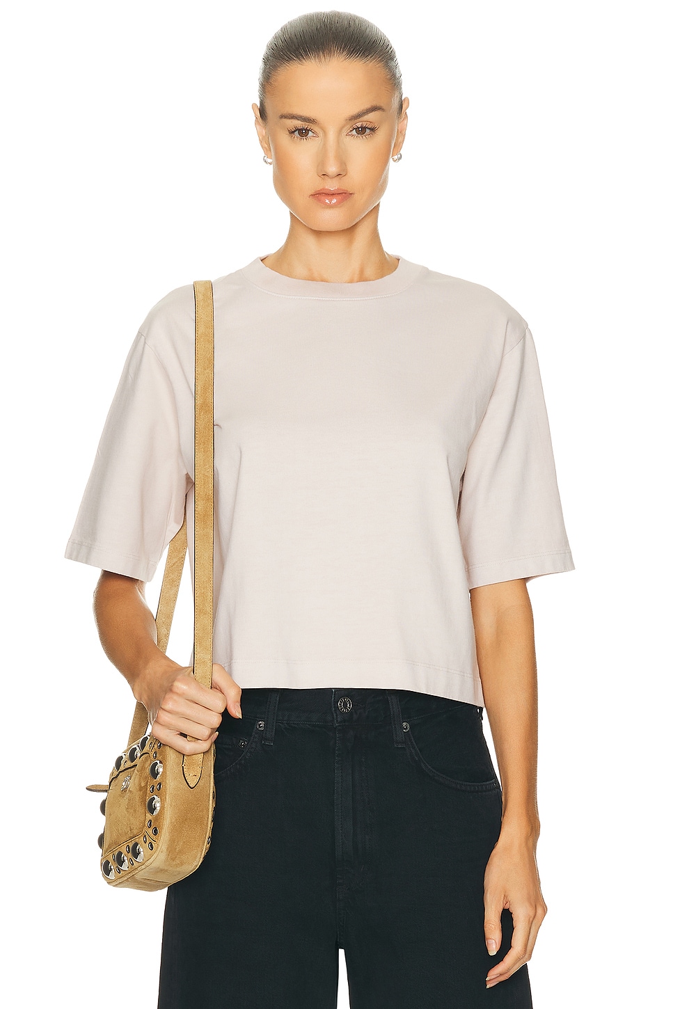Enza Costa Short Sleeve Supima Structured Tee In Neutral