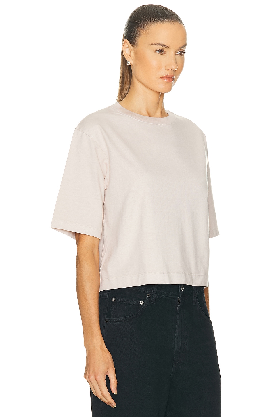 Enza Costa Short Sleeve Supima Structured Tee In Neutral