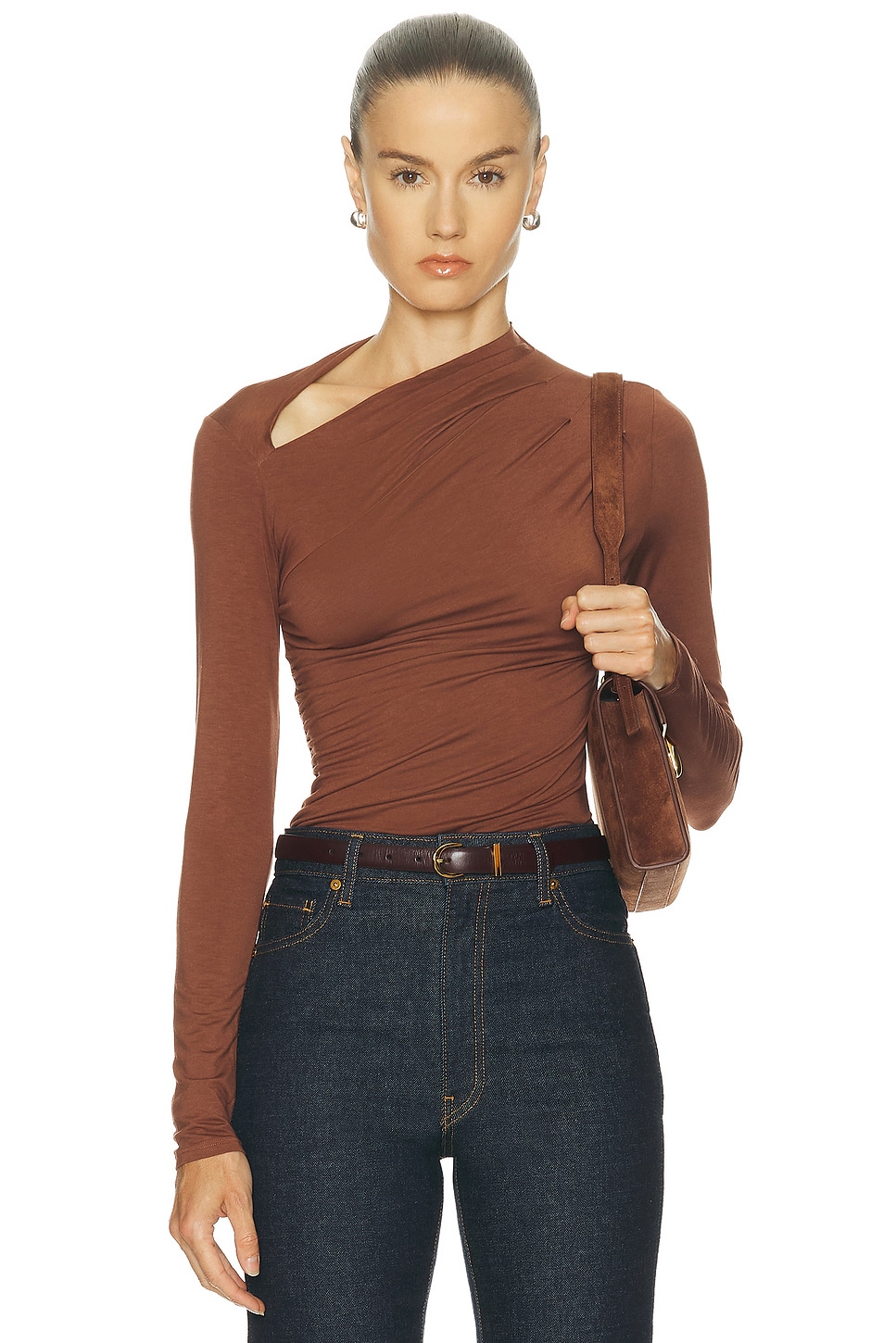 Image 1 of Enza Costa Fluid Jersey Slash Top in Nutshell