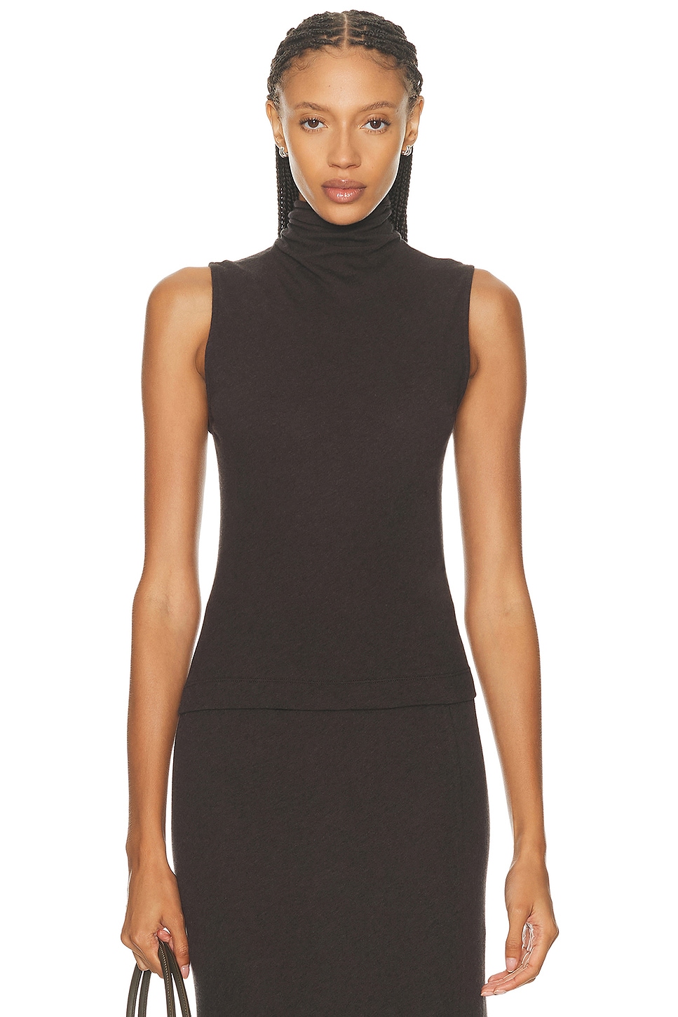 Image 1 of Enza Costa Cashmere Sleeveless Halter Top in Dark Brown