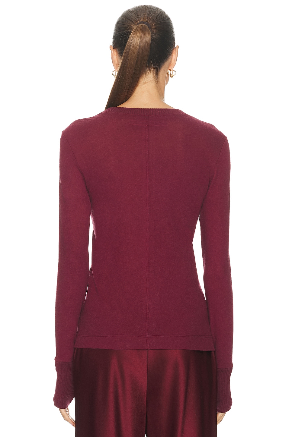 Enza Costa Cashmere Easy Cuffed Crewneck Top