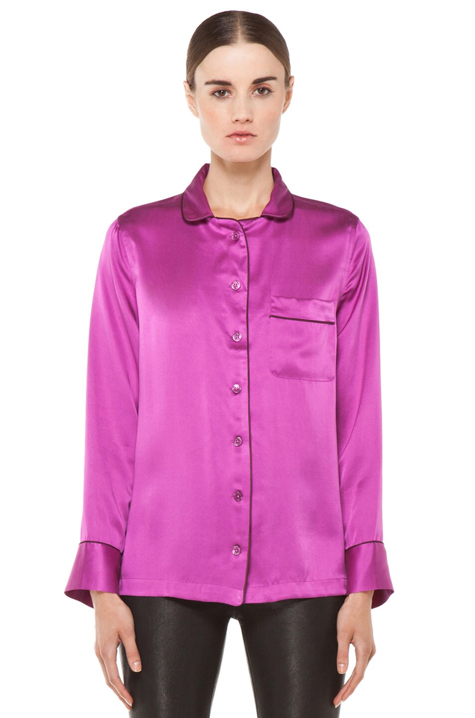 Image 1 of Equipment Avery Pajama Top in Mulberry