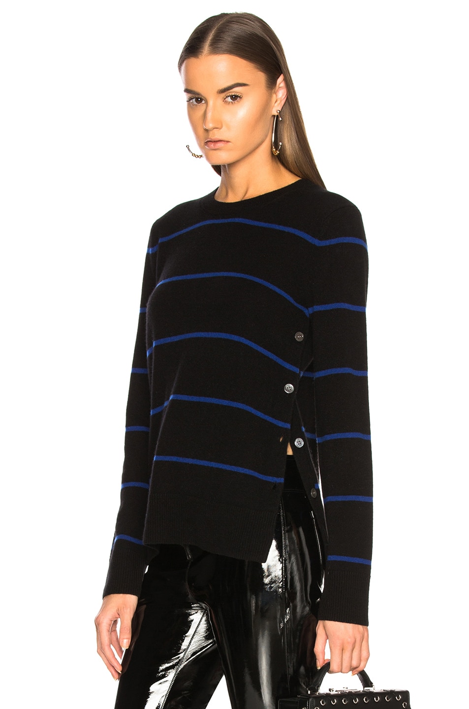 Image 1 of Equipment Jenny Side Button Sweater in Black & Night Fall