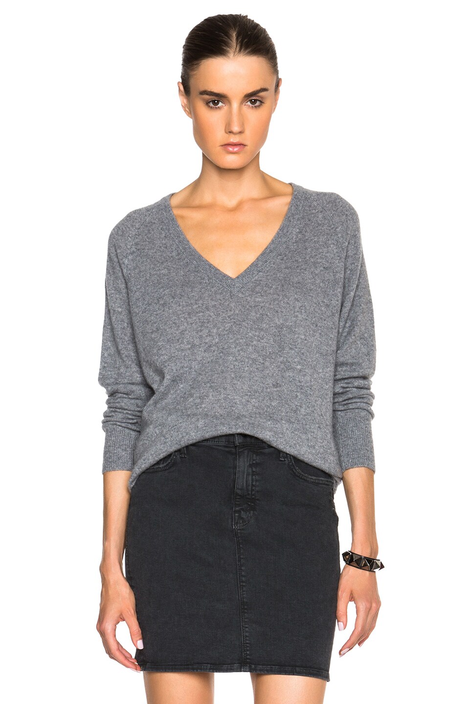 Image 1 of Equipment Cashmere V Neck in Heather Grey
