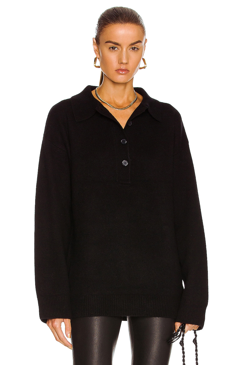 Image 1 of Equipment Lenna Polo Sweater in True Black