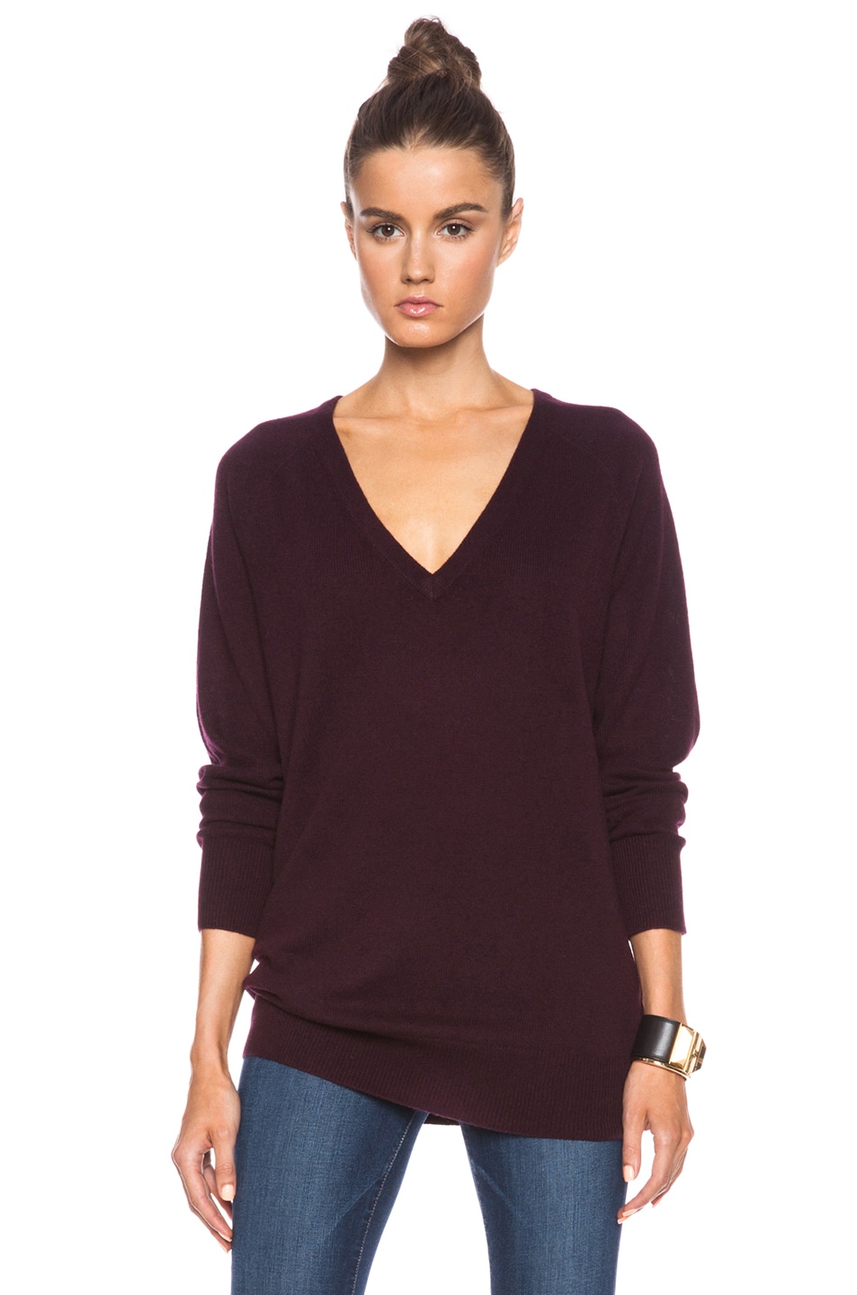 Image 1 of Equipment Asher V Neck Sweater in Cabernet
