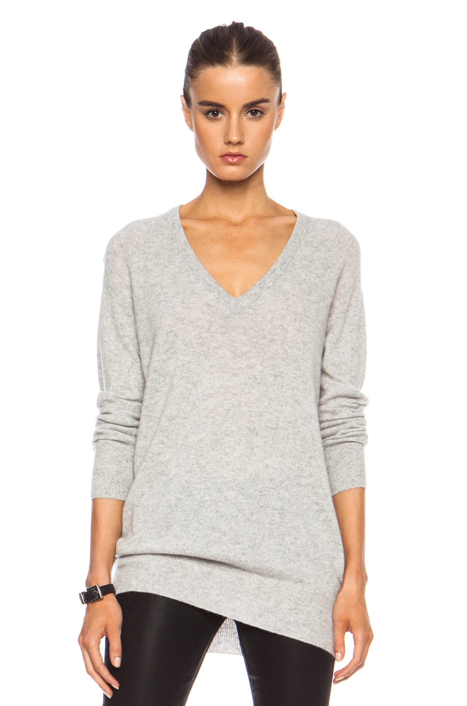 Image 1 of Equipment Asher V Neck Sweater in Heather Grey