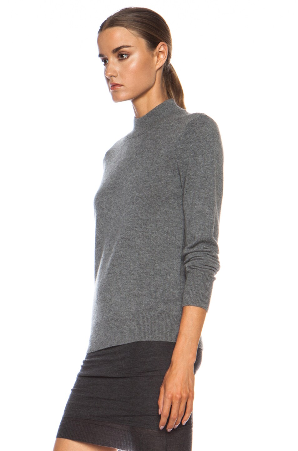 Equipment Tayden Mock Neck Cashmere Sweater in Heather Grey | FWRD