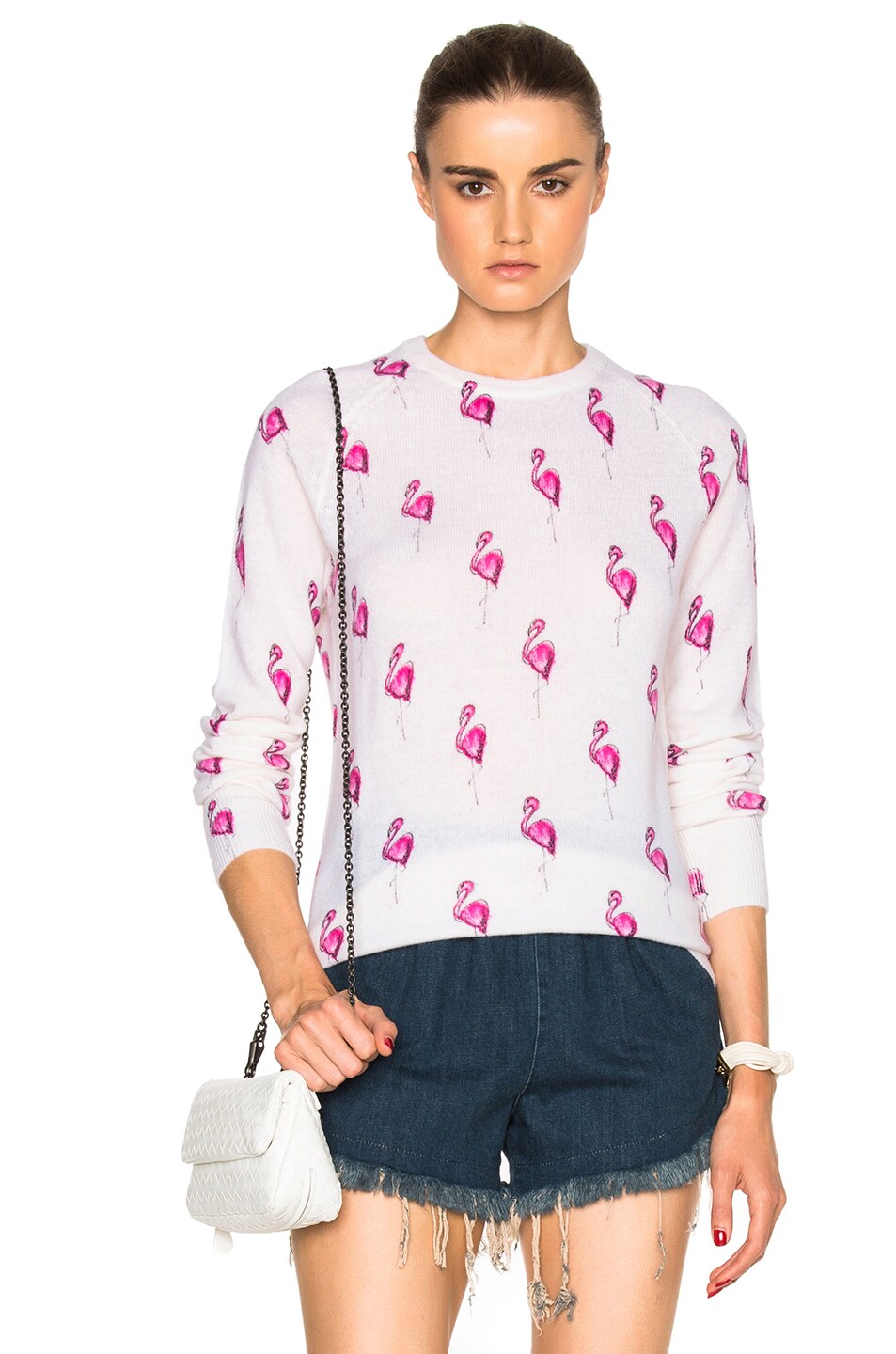 Image 1 of Equipment Sloane Flamingos Sweater in Happy Pink Multi & Ivory