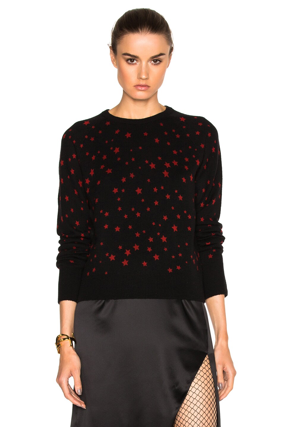 Image 1 of Equipment x Kate Moss Ryder Crew Sweater in Black & Cherry Red