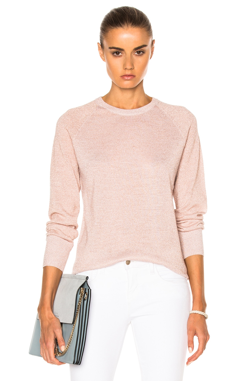 Image 1 of Equipment Sloane Sweater in Ivory & Pink Lurex