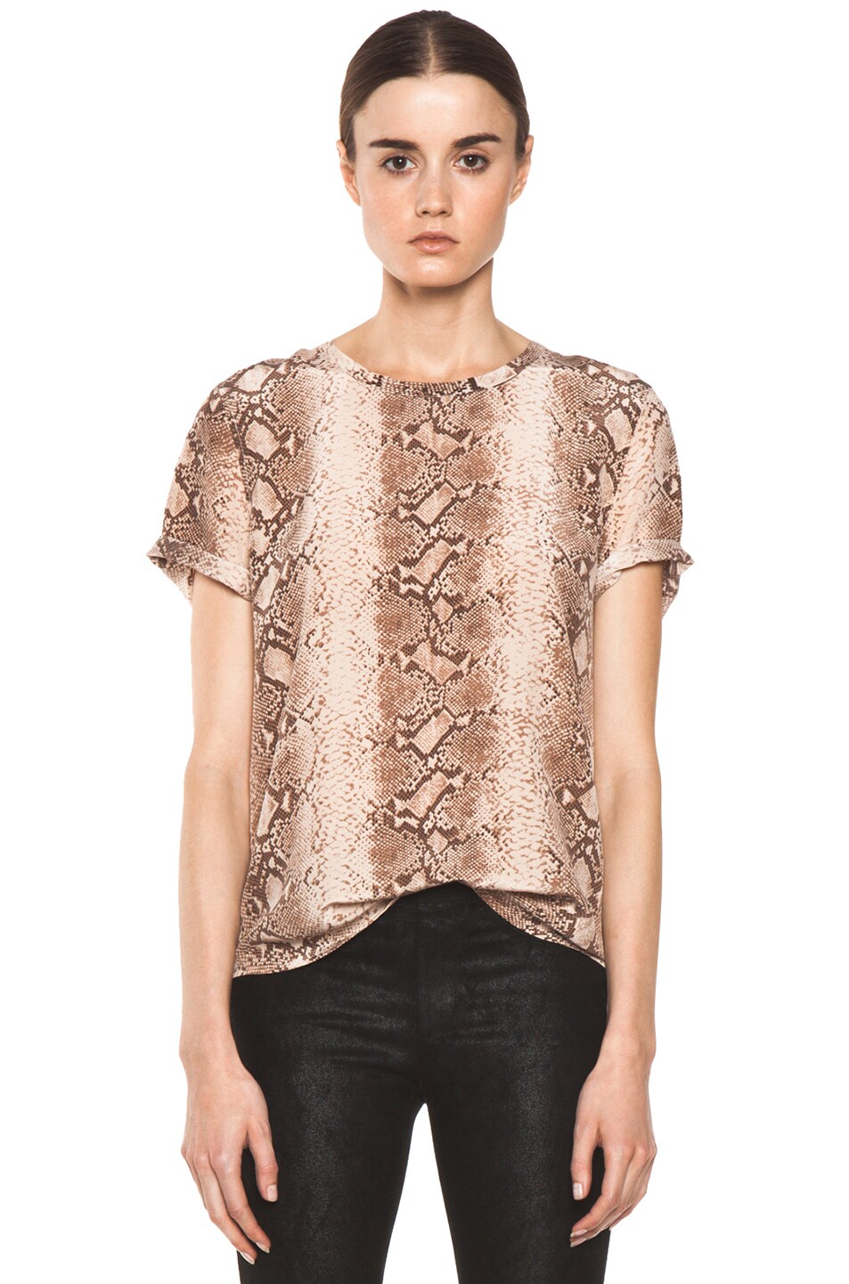 Image 1 of Equipment Riley Python Tee in Nude