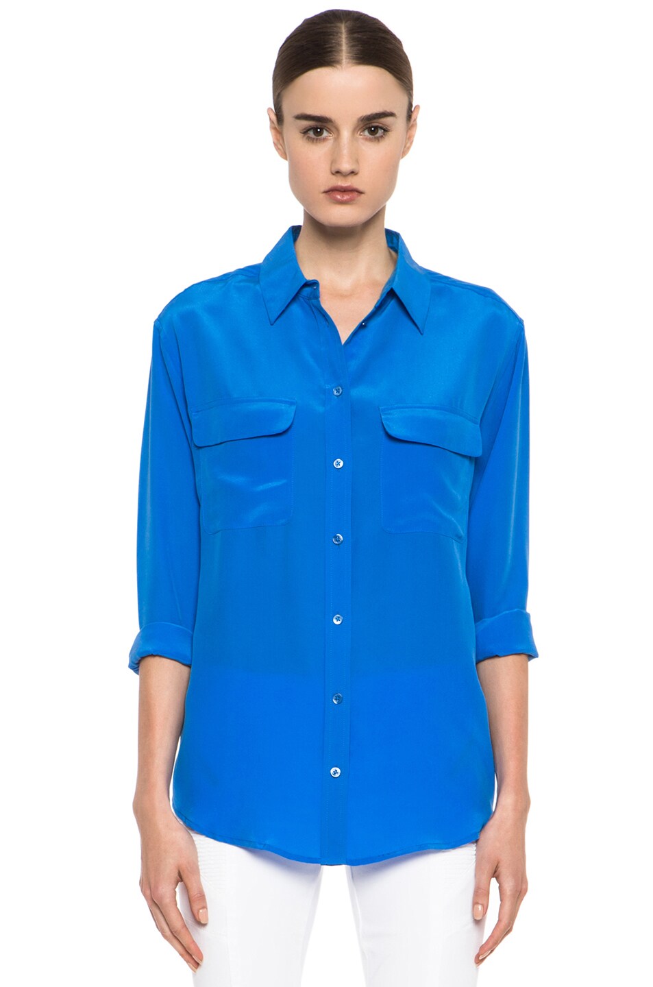 Image 1 of Equipment Signature Blouse in Electric Blue