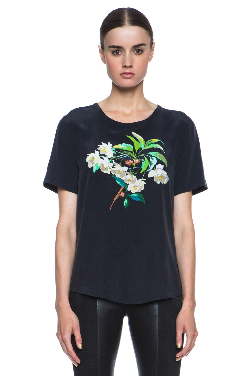 Image 1 of Equipment Riley Graphic Silk Tee in Black