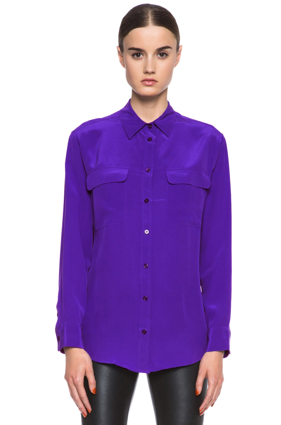 Image 1 of Equipment Signature Silk Blouse in Deep Blue