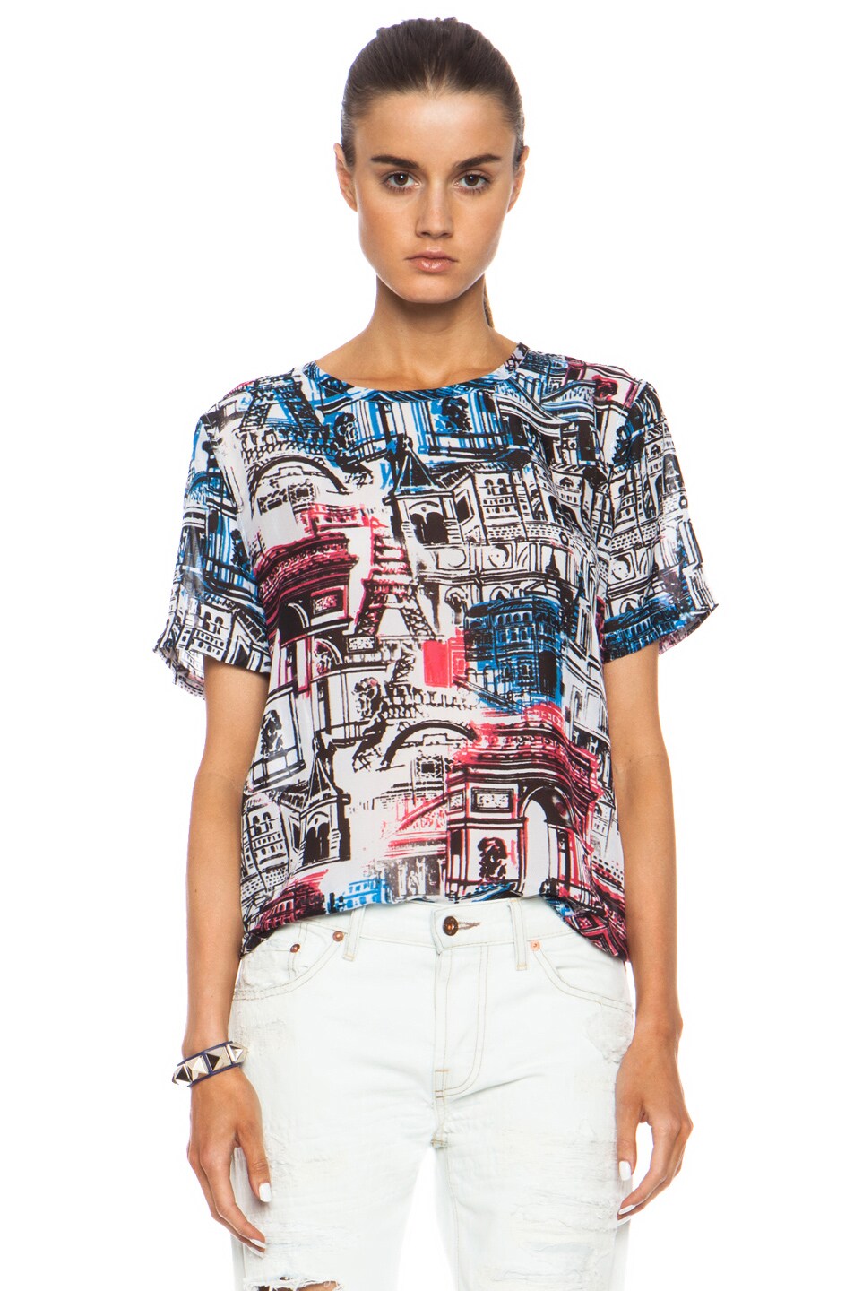 Image 1 of Equipment Riley Silk Tee in Downtown Multi