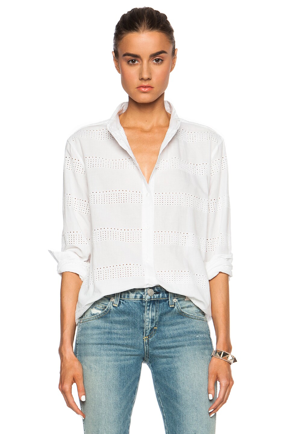 Image 1 of Equipment Margaux Clean with Contrast Cotton Top in Bright White