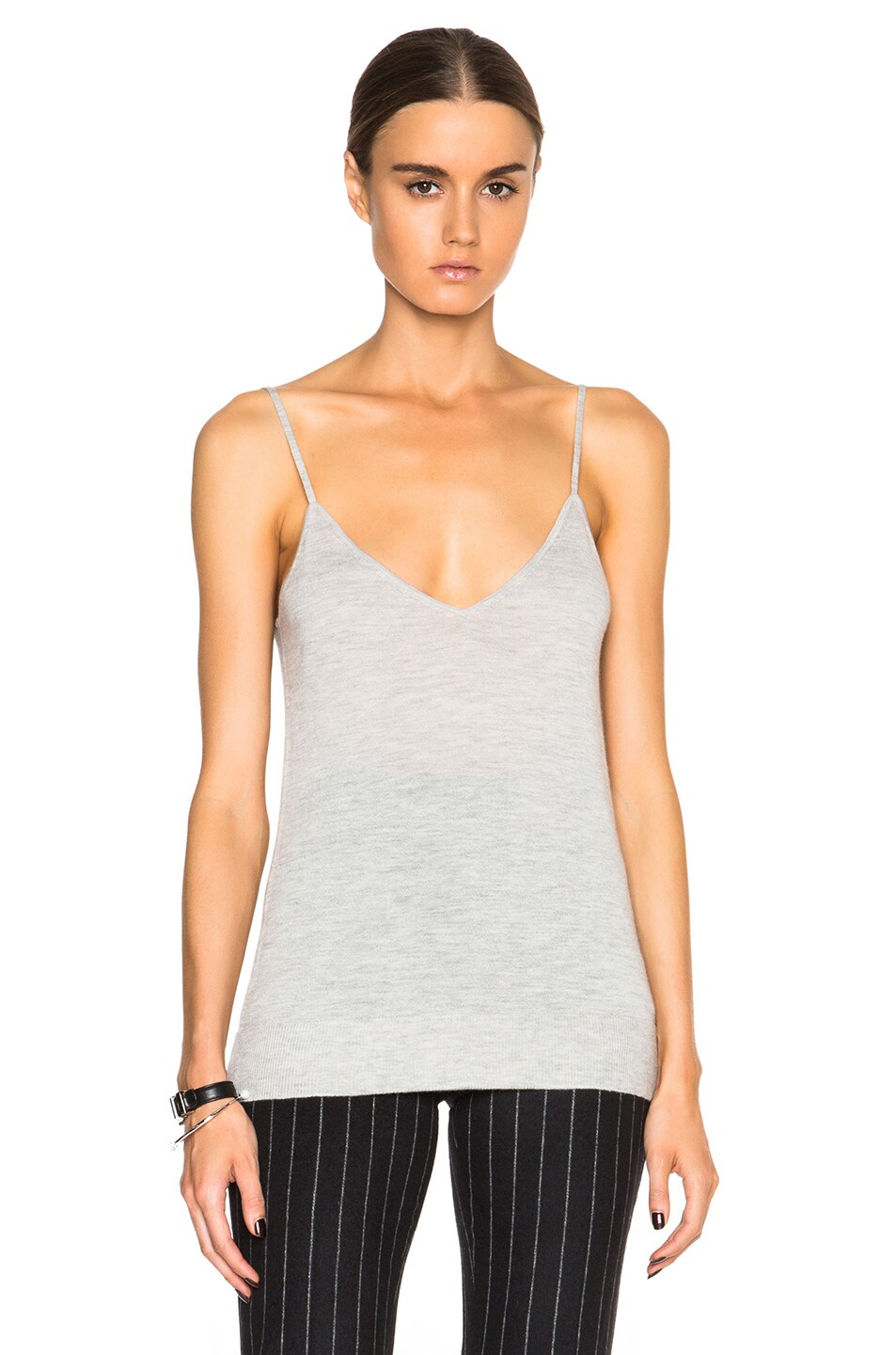 Image 1 of Equipment Cashmere Layla Knit Top in Light Heather Grey