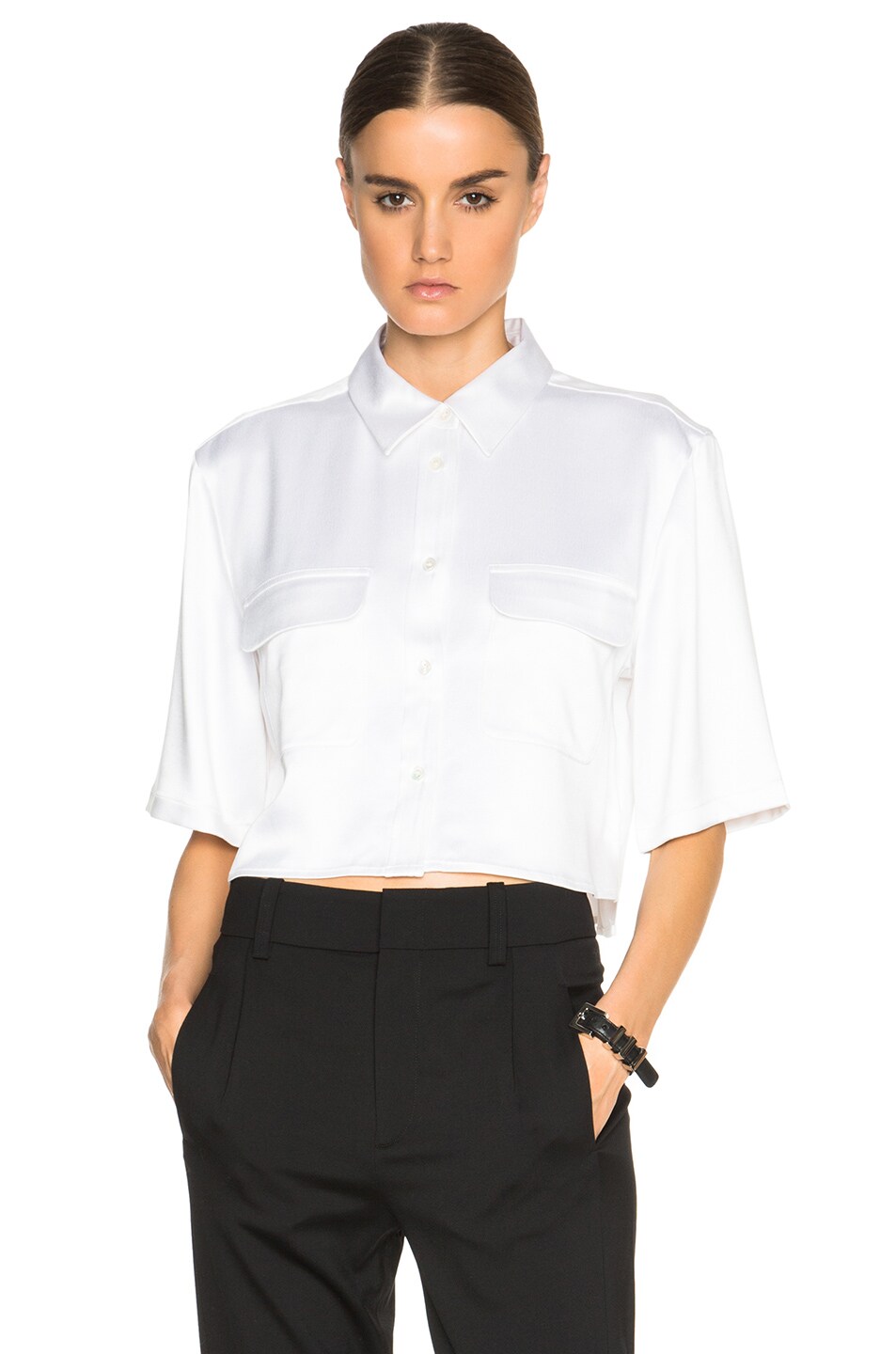 Image 1 of Equipment Cropped Signature Top in Bright White