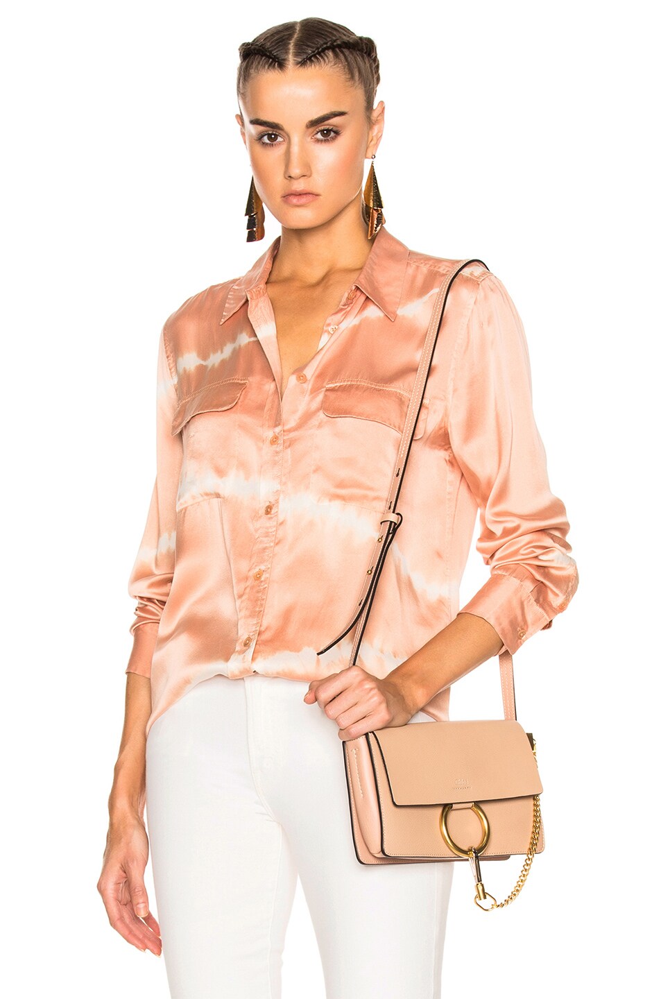 Image 1 of Equipment Slim Signature Top in Coral Clay & Coconut