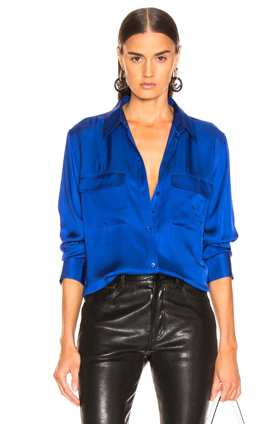 Image 1 of Equipment Signature Blouse in Hyper Blue