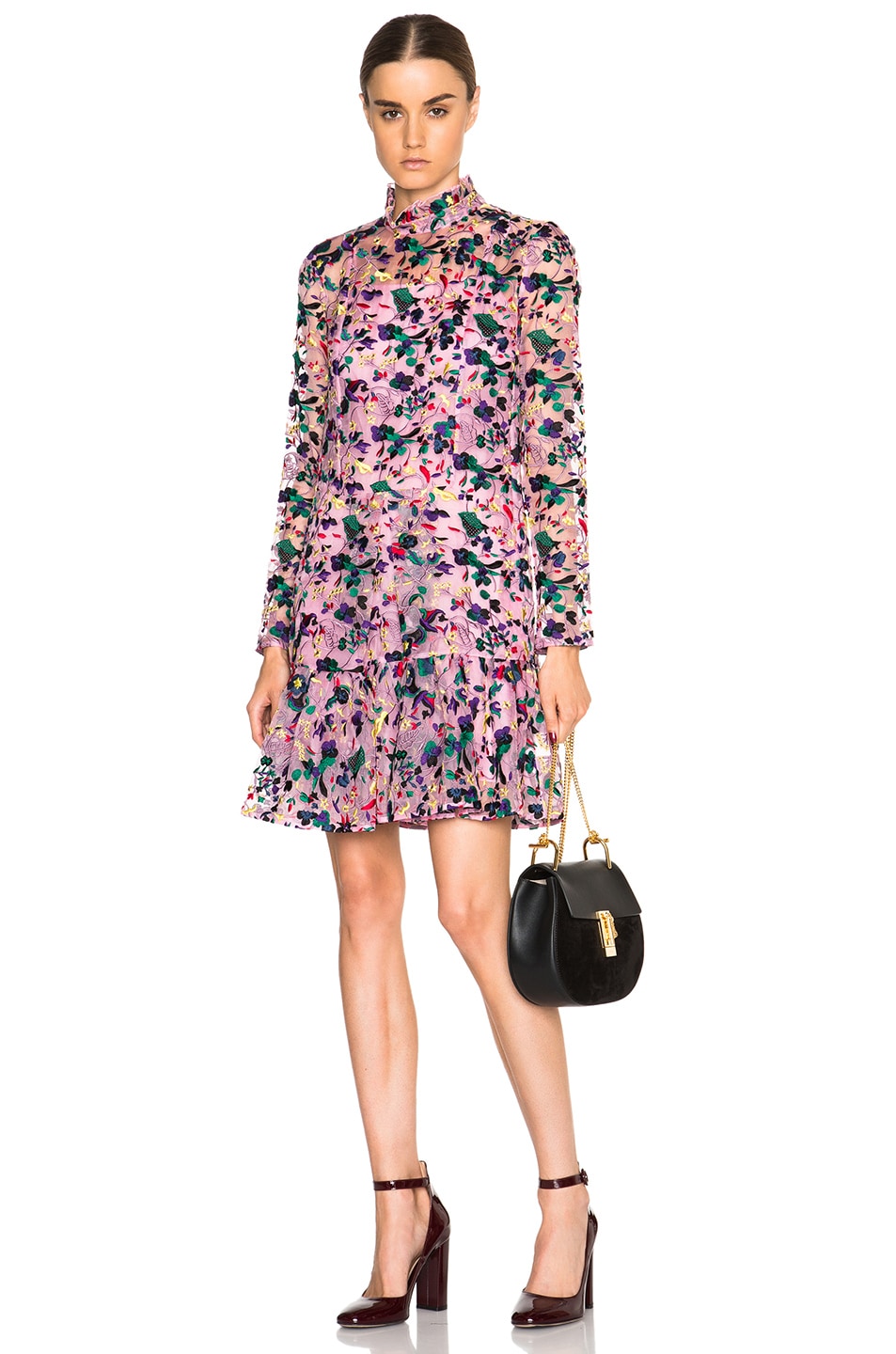 Image 1 of Erdem Cosima Moreau Embroidery Dress in Pink