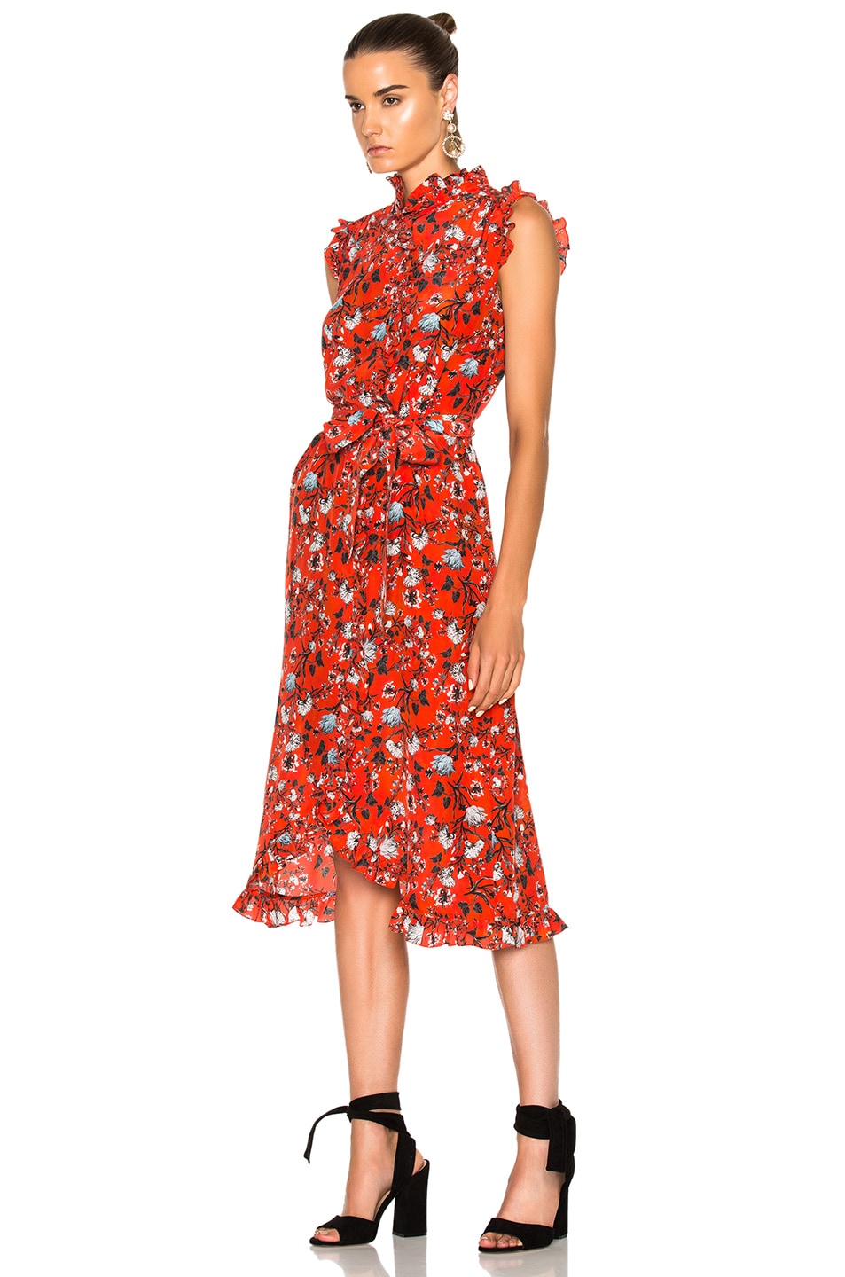 Erdem Sebla Convertine Crepe De Chine Dress in Red & White | FWRD