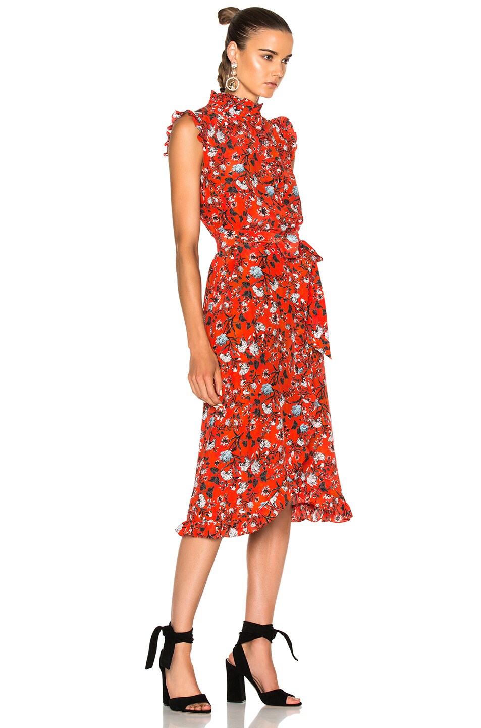 Erdem Sebla Convertine Crepe De Chine Dress in Red & White | FWRD