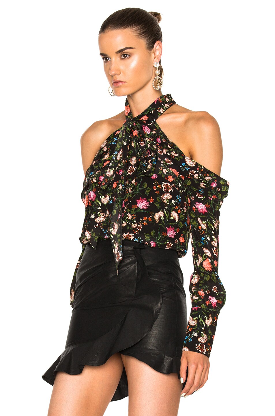 erdem aila convertine crepe de chine blouse in black floral in black multi modesens erdem aila convertine crepe de chine blouse in black floral in black multi modesens
