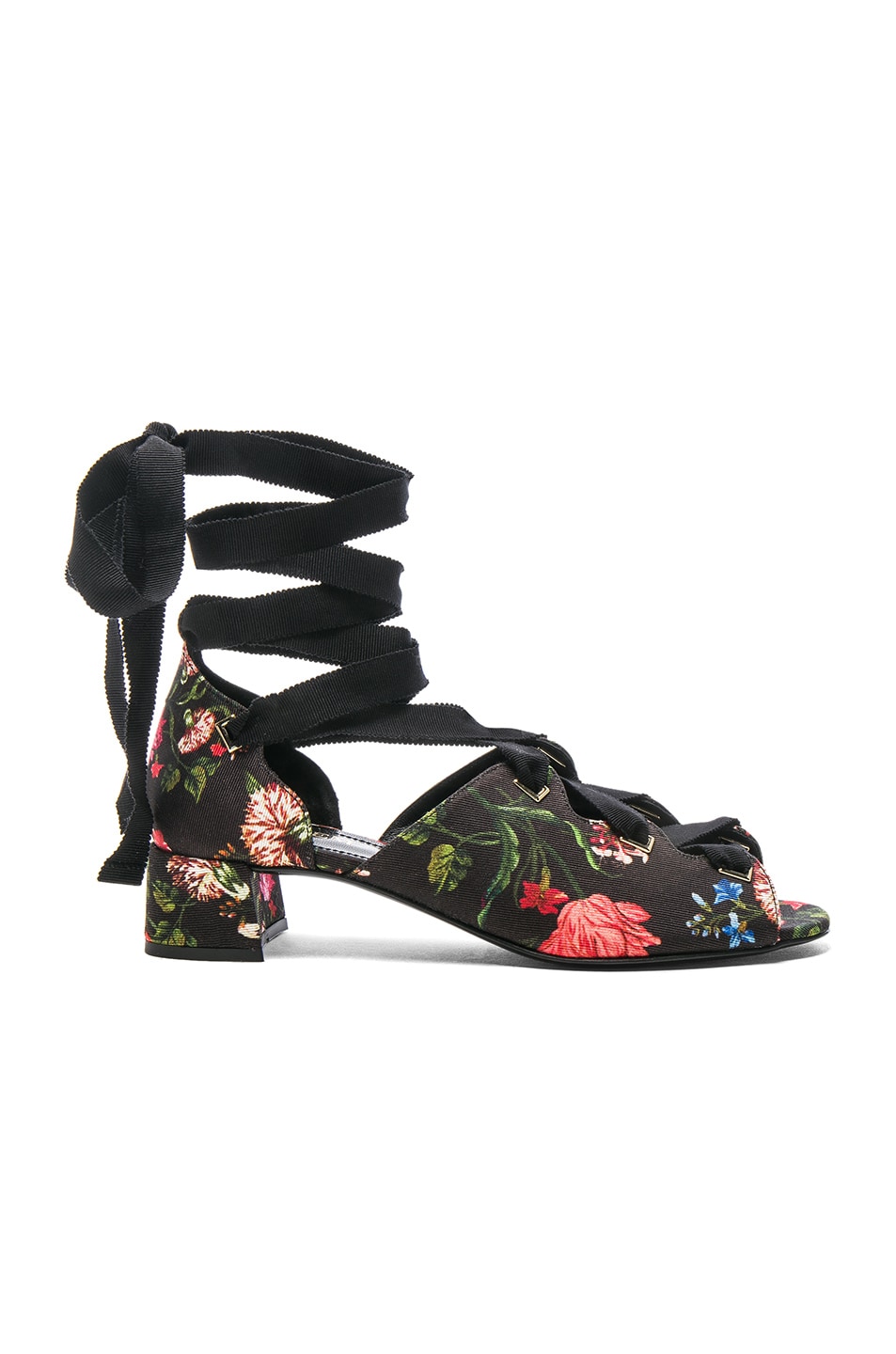 Image 1 of Erdem Riyeka Convertine Mid Heel Sandals in Black & Multi