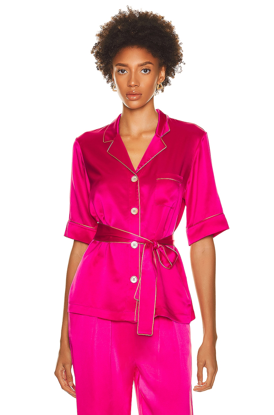 Image 1 of ERES Rosy Shirt in Laurier Rose & Peau Doree