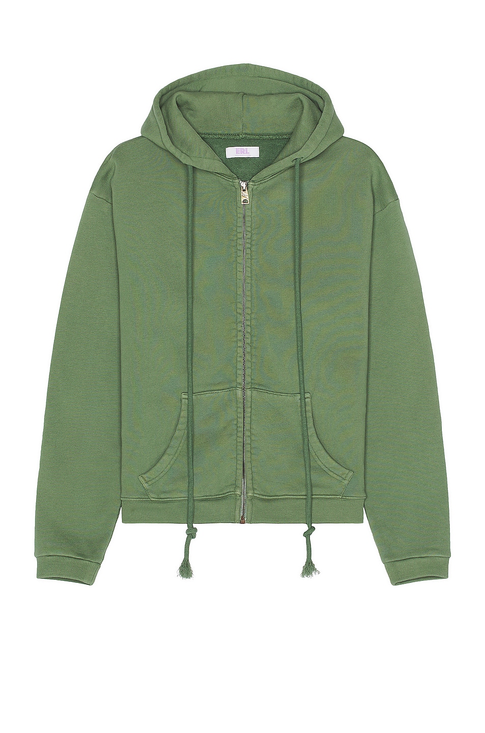 Image 1 of ERL Unisex Zipped Fleece Hoodie Knit in GREEN