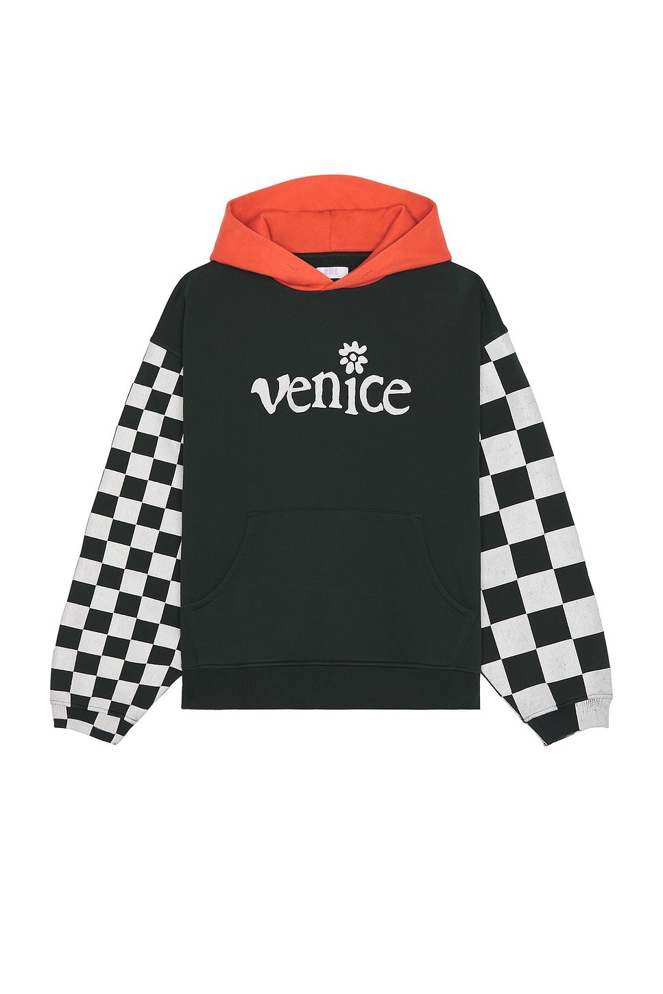 Image 1 of ERL Men Venice Checker Sleeve Hoodie in Black Checker