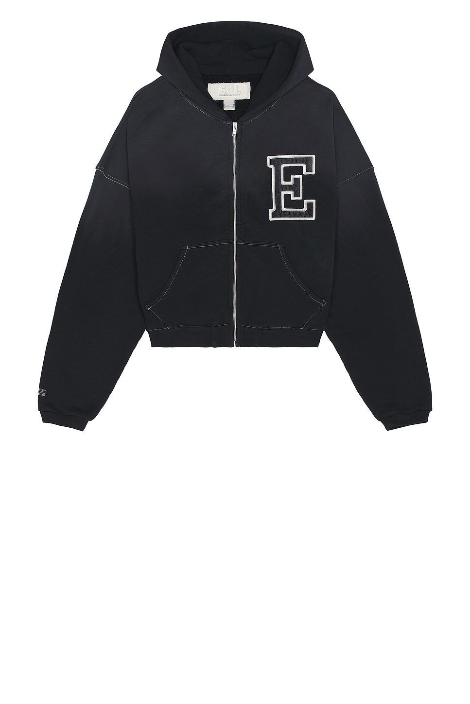 Varsity Oversized Zip-Up Hoodie in Black